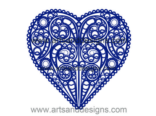 Click for more details of Valentines Filligree Heart in China Blue (digital downloads) by Julie Lynes