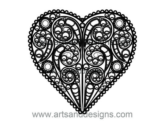 Click for more details of Valentines Filligree Heart in Midnight Black (digital downloads) by Julie Lynes