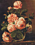 Click for more details of Vase of Peach Roses (cross stitch) by Luca - S