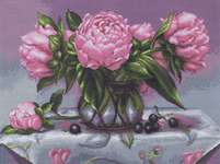 Click for more details of Vase of Peonies (cross stitch) by Luca - S