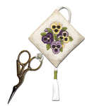 Click/tap for more details of Victorian Pansies Scissors Keep (cross stitch) by Textile Heritage