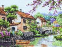 Click/tap for more details of Village Canal (cross stitch) by Dimensions