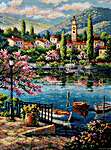 Click for more details of Village Lake Afternoon (cross stitch) by Merejka