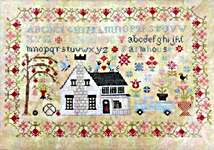 Click/tap for more details of Vintage Farmhouse Sampler (cross stitch) by Pansy Patch Quilts and Stitchery