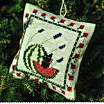 Click/tap for more details of Watermelon Cat (cross stitch) by Cotton Pixels