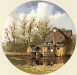 Click/tap for more details of Watermill (cross stitch) by John Clayton