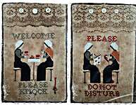 Click for more details of Welcome Please Knock - Please, Do Not Disturb (cross stitch) by Fairy Wool in The Wood