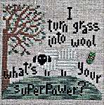 Click/tap for more details of What's Your Superpower?  (cross stitch) by puntiniputini