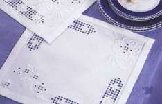 White Flowers on White Hardanger Table Mat