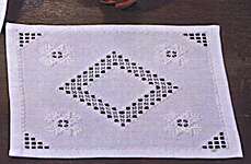 Click for more details of White Hardanger Table Mats with Openwork Diamonds (hardanger) by Permin of Copenhagen