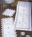 White Hardanger Table Mats with Openwork Edges - 31 by 71 cms Table Runner