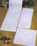 White Rose Hardanger Table Mats - Table Runner 27 x 68 cms