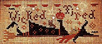 Click/tap for more details of Wicked Tired (cross stitch) by Homespun Elegance