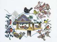 Click for more details of Winter Bird Table (cross stitch) by Eva Rosenstand