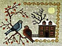 Click/tap for more details of Winter Birds (cross stitch) by Twin Peak Primitives