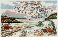Click for more details of Winter Landscape with Pheasants (cross stitch) by Eva Rosenstand