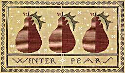 Click/tap for more details of Winter Pears (cross stitch) by Artful Offerings