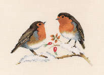Click/tap for more details of Winter Robins (cross stitch) by Valerie Pfeiffer