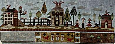 Click/tap for more details of Winter Village (cross stitch) by Nikyscreations