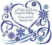 Click/tap for more details of Winter Wedding (cross stitch) by Imaginating