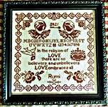 Click/tap for more details of Wisdom Of Love (cross stitch) by Twin Peak Primitives