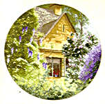 Click/tap for more details of Wisteria Cottage (cross stitch) by John Clayton