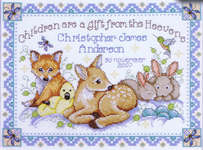 Click for more details of Woodland Baby Sampler (cross stitch) by Design Works