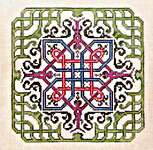 Click/tap for more details of Woven Clover (cross stitch) by Ink Circles