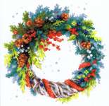 Click for more details of Wreath with Blue Spruce (cross stitch) by Riolis