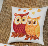Click/tap for more details of Yellow/Red Owls (cross stitch) by Permin of Copenhagen