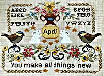 Click/tap for more details of You Make All Things New (cross stitch) by Twin Peak Primitives