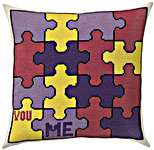 Click for more details of You - Me Jigsaw Cushion front (cross stitch) by Permin of Copenhagen