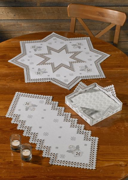 Hardanger Table Mats with Christmas Angels