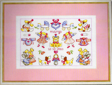 Baby Girl Sampler - cross stitch kit by Permin of Copenhagen (variant ...