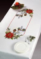 Poinsettia and Snowy Scene Table Cover