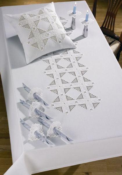 White Hardanger Table Linen