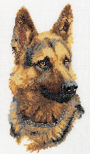 German Shepherd Dog Portrait Counted Cross Stitch Pattern 
