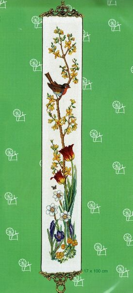 Spring - Robin and Spring Flowers Bell Pull
