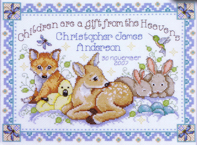 Woodland Baby Sampler - cross stitch kit by Design Works