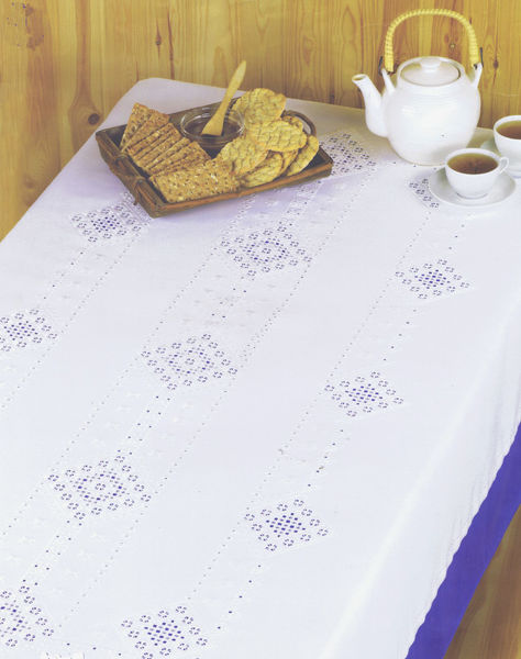 Large Hardanger Table Cover with Diamond Panels