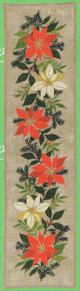 Red and White Poinsettia Table Runner