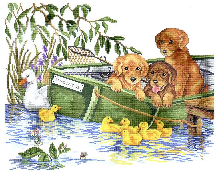 Puppies in a Boat