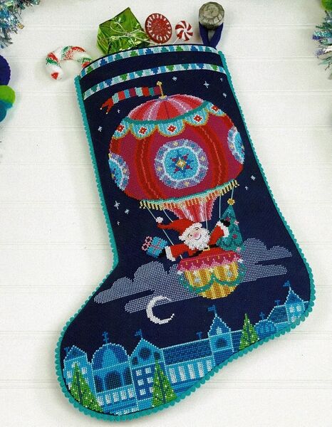 Sky High Santa Stocking - cross stitch pattern by Satsuma Street