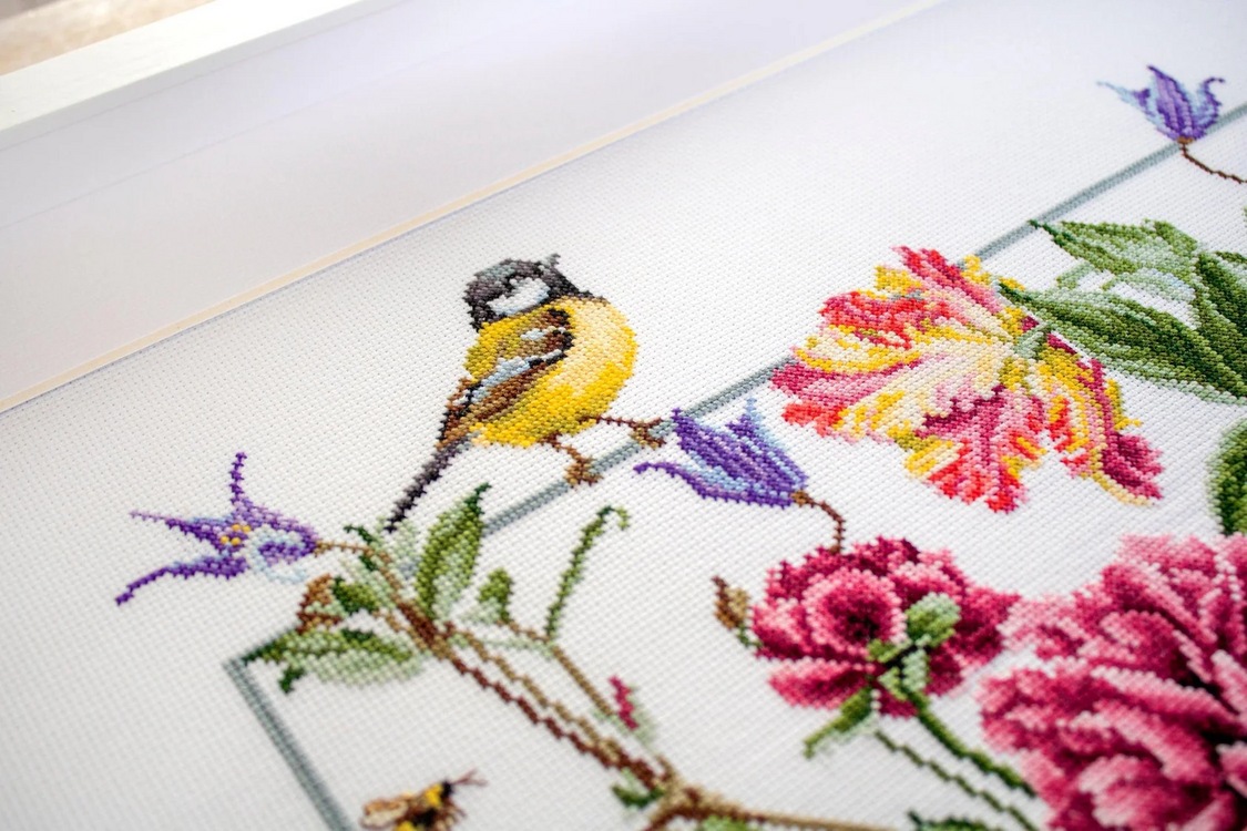 Spring Flowers and Bird (view 2)