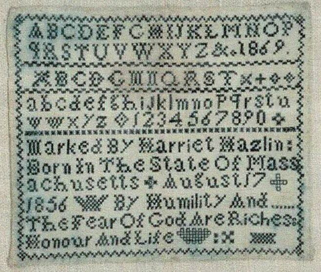 Harriet Hazlin Sampler - 1869