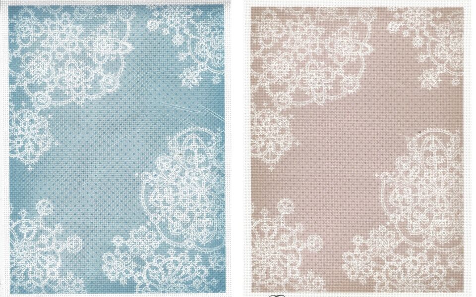 Printed Aida - White Lace on Spotted Fabric