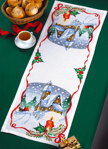 14 x 68 inches Grelucgo Dark Gray Cross-Stitching Snowflakes Table Runner for Christmas and Winter