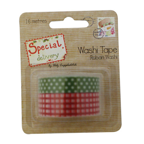 Special Delivery Washi Tape - Red Gingham/Green Polka Dot