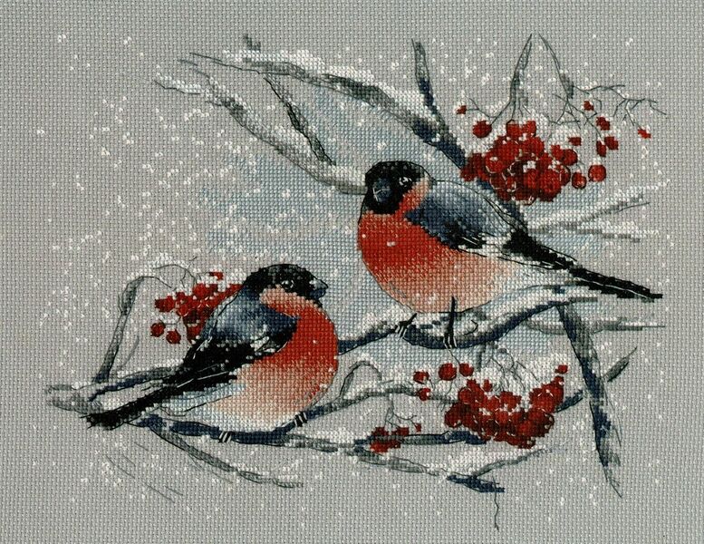 Bullfinches on the Mountain Ash