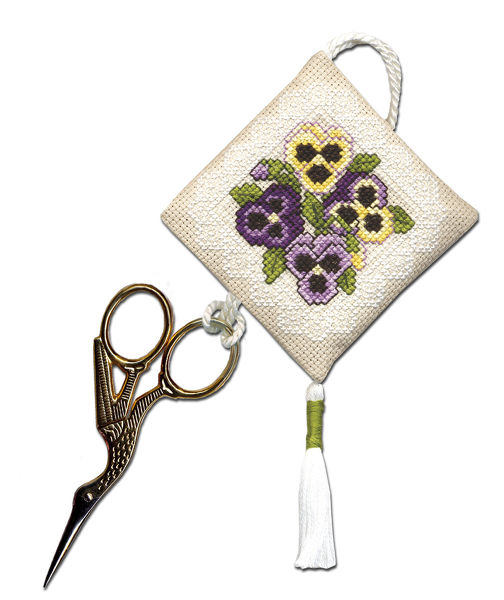 Victorian Pansies Scissors Keep